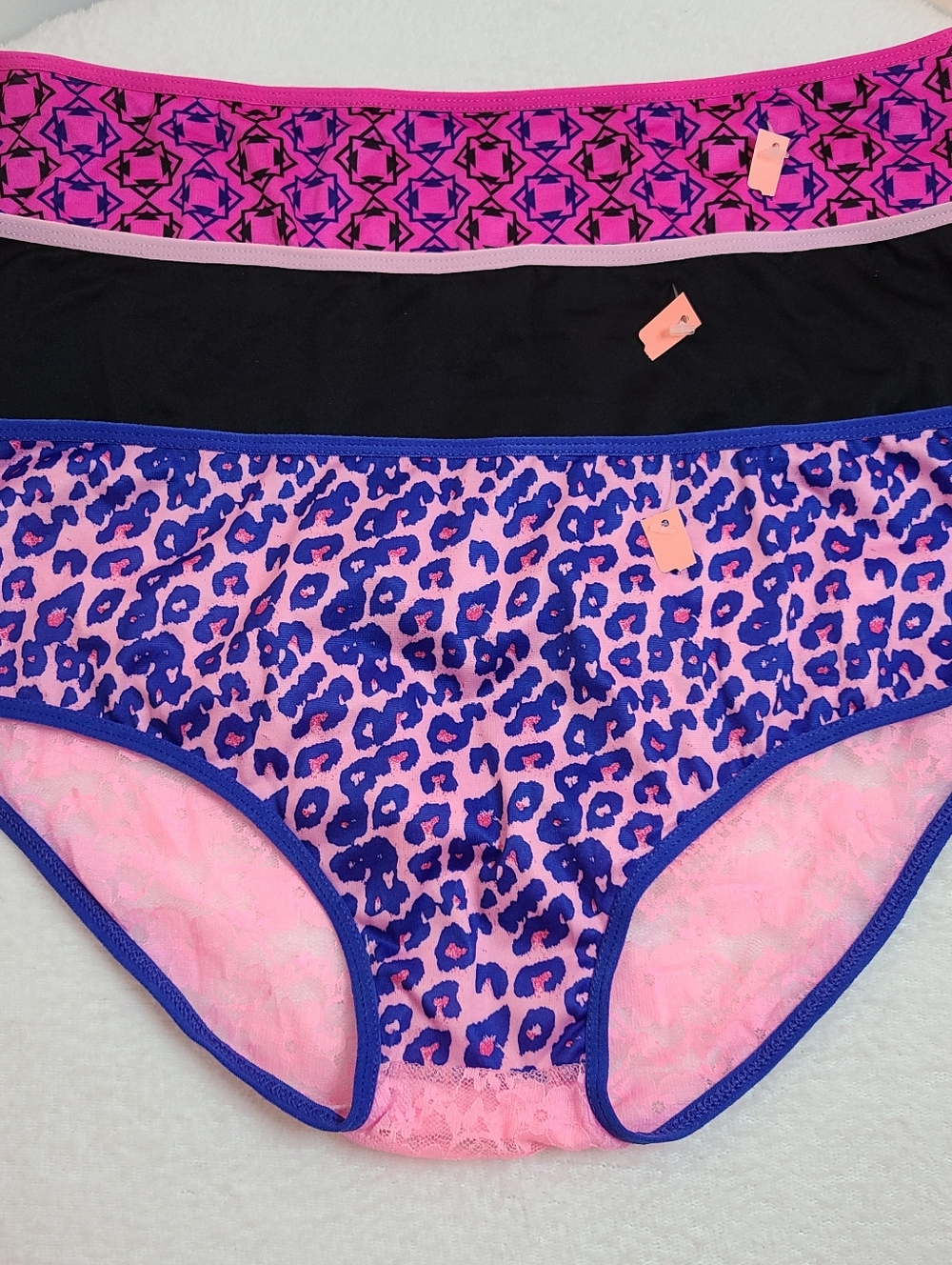 Just Be... 3pk Smooth Microfiber Lace Back Hipster Panties Size 2X